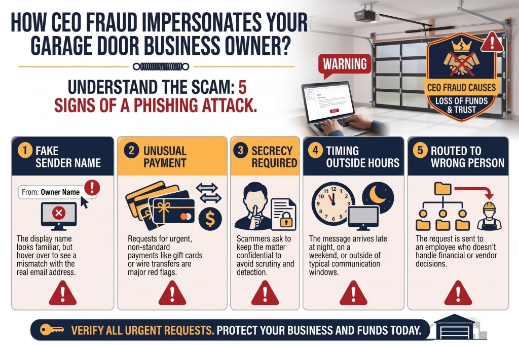 5 Signs of CEO Fraud Targeting Garage Door Businesses